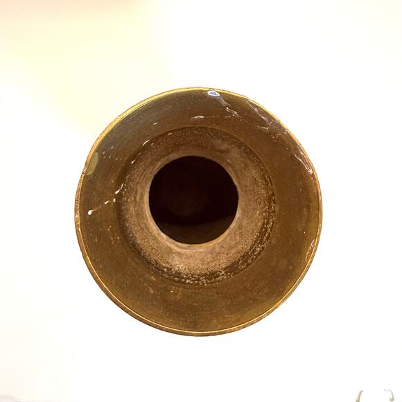 VTG Brass Bud Vase Cord Accent Mid Century Modern Tapered Patina India Decor 7" - Picture 4 of 9